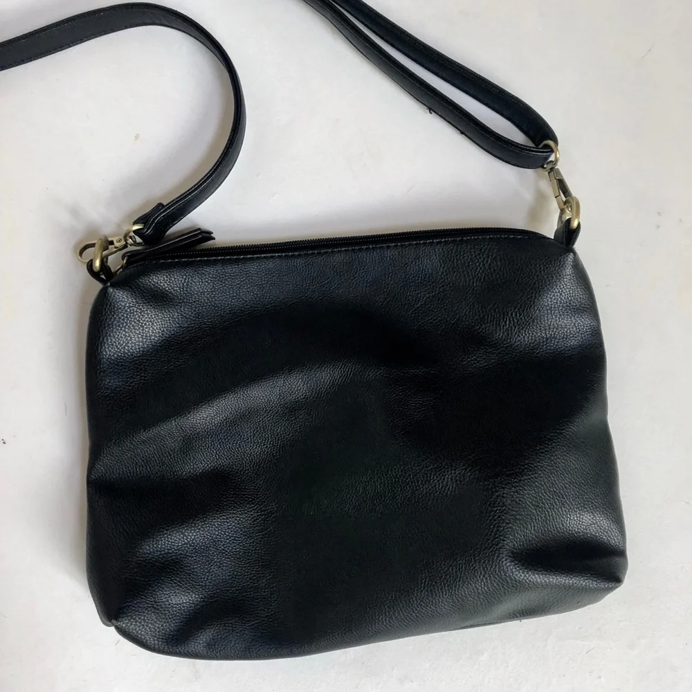 Joy Susan Black Vegan Leather Crossbody Bag